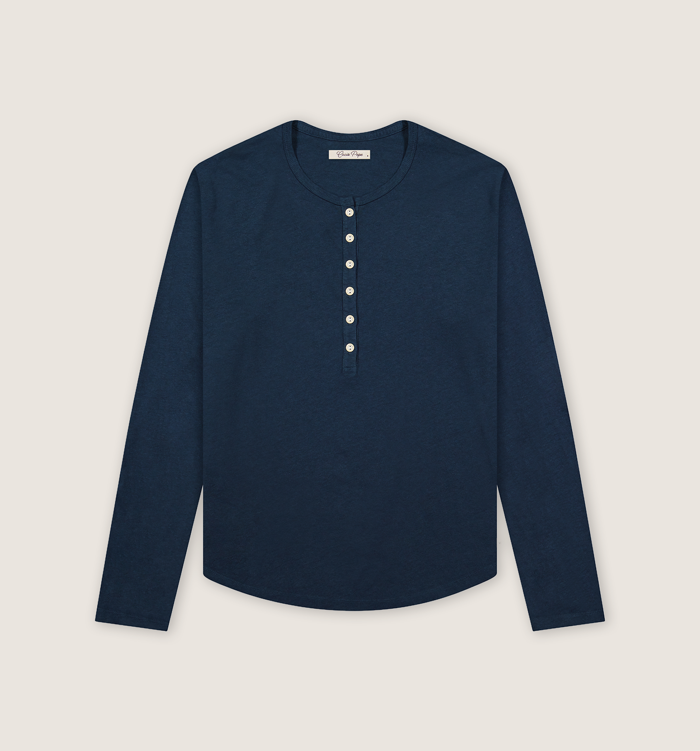 Organic Hemp Cotton L/S Camisa Henley Marina