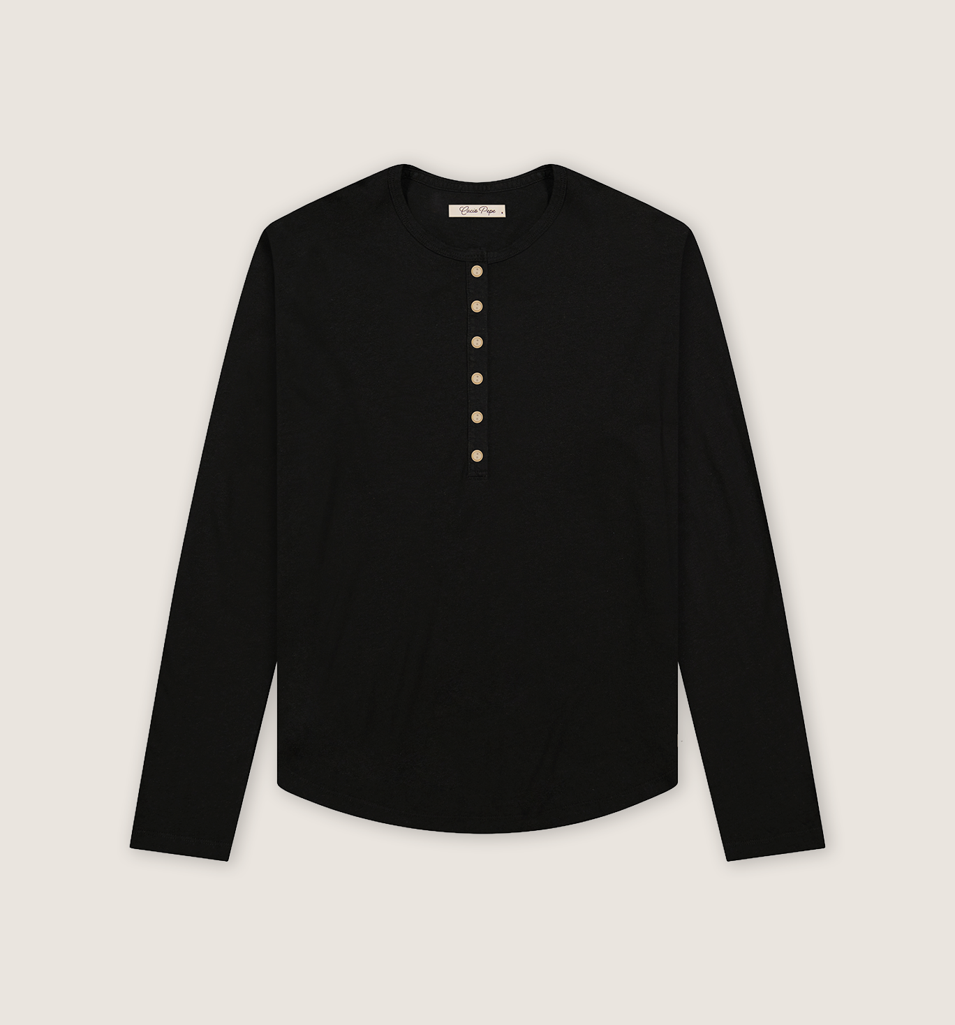 Organic Hemp Cotton L/S Camisa Henley Black