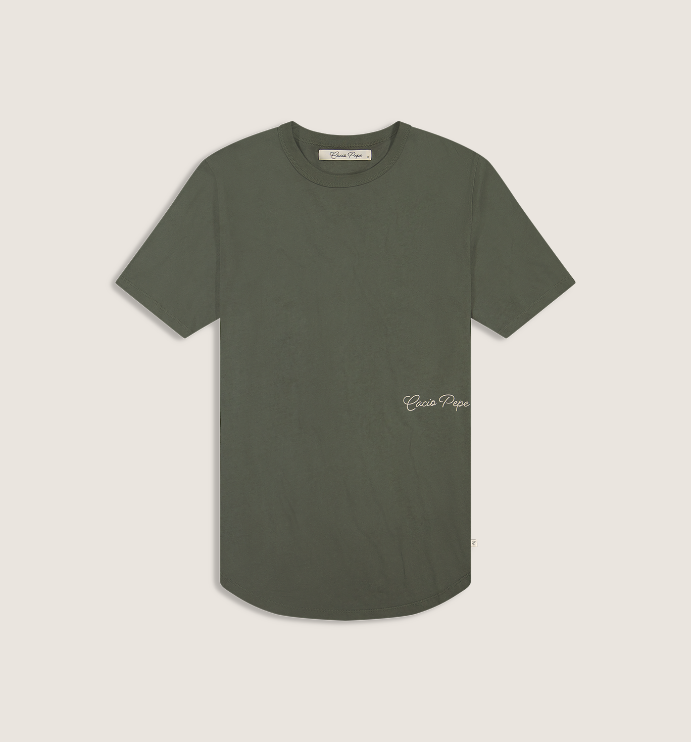 Organic Cotton Monogram Camisa Crew Olivo