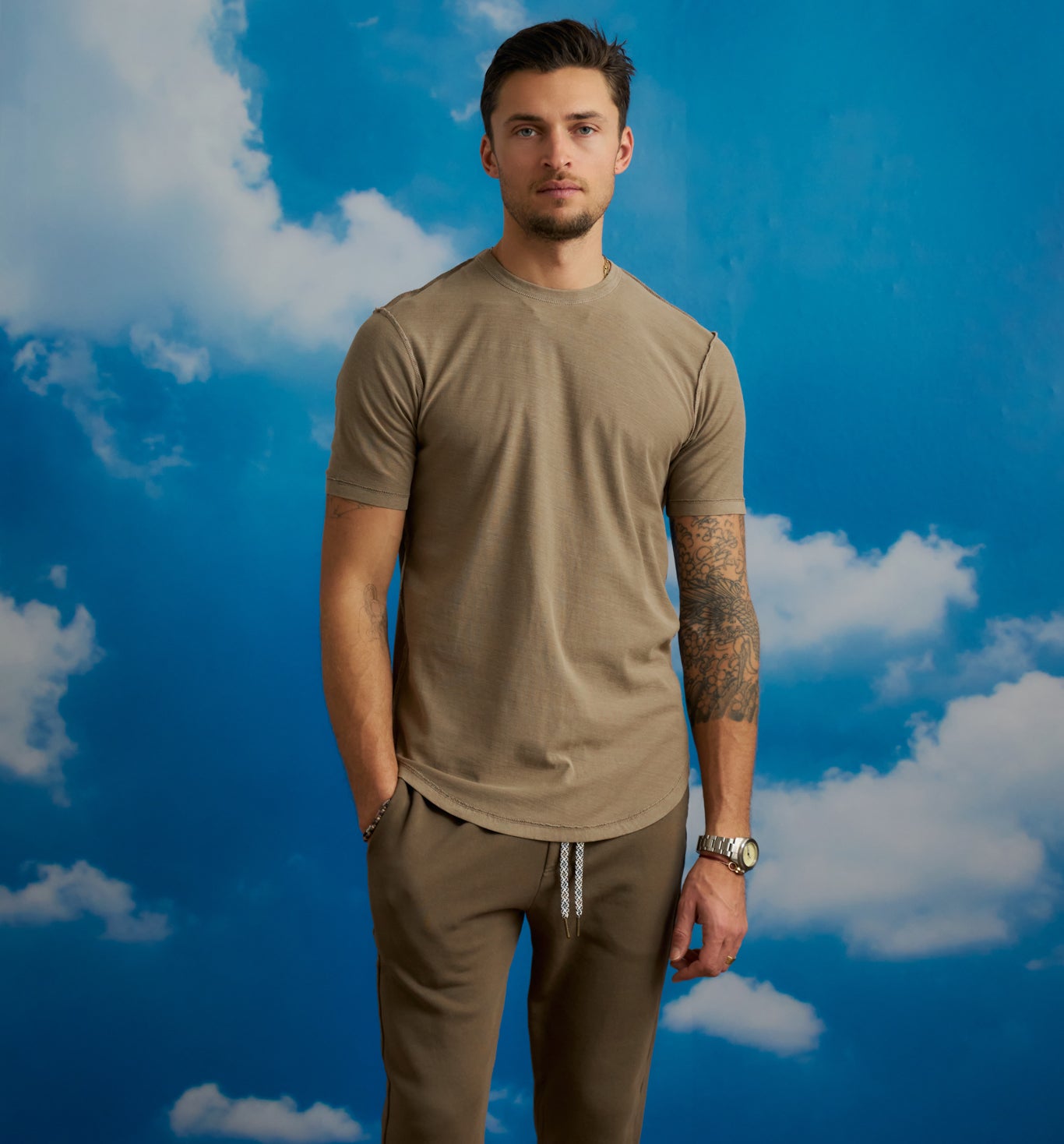 Organic Cotton Inside Out Camisa Crew Bronzo