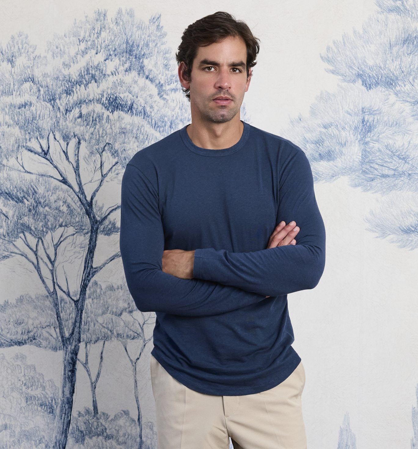 Organic Hemp Cotton L/S Camisa Crew Marina