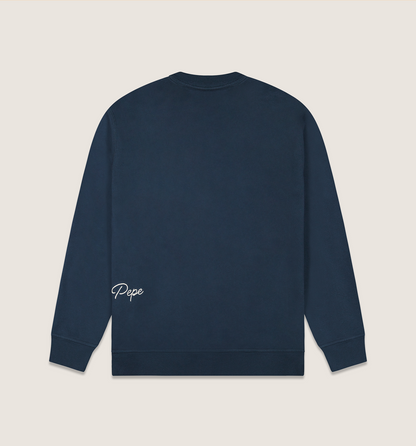 Organic Cotton Logo Crew Sweatshirt Marina