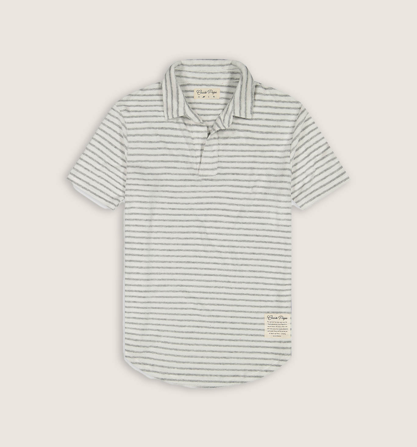 Deadstock Striped Towel Terry Polo Grey