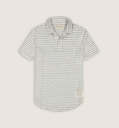 Deadstock Striped Towel Terry Polo Grey