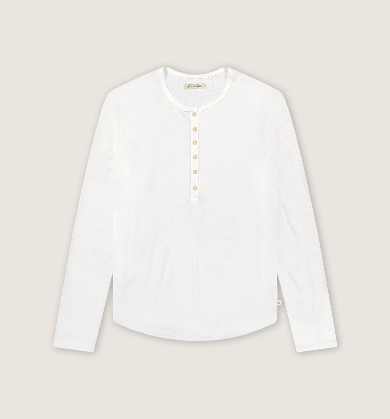 Organic Hemp Cotton L/S Camisa Henley White