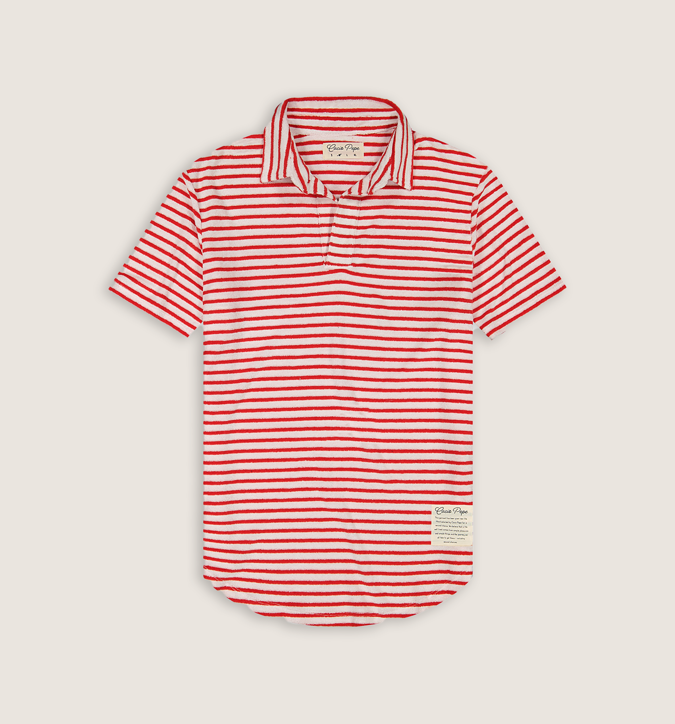 Deadstock Striped Towel Terry Polo Red