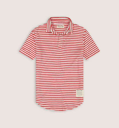 Deadstock Striped Towel Terry Polo Red