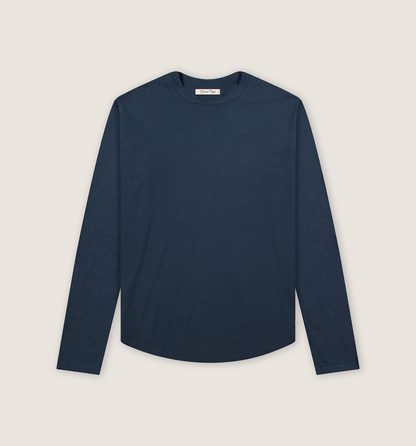 Organic Hemp Cotton L/S Camisa Crew Marina
