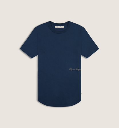 Organic Cotton Monogram Camisa Crew Marina