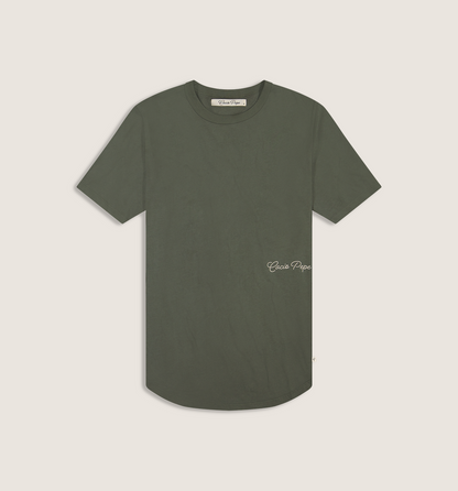 Organic Cotton Monogram Camisa Crew Olivo