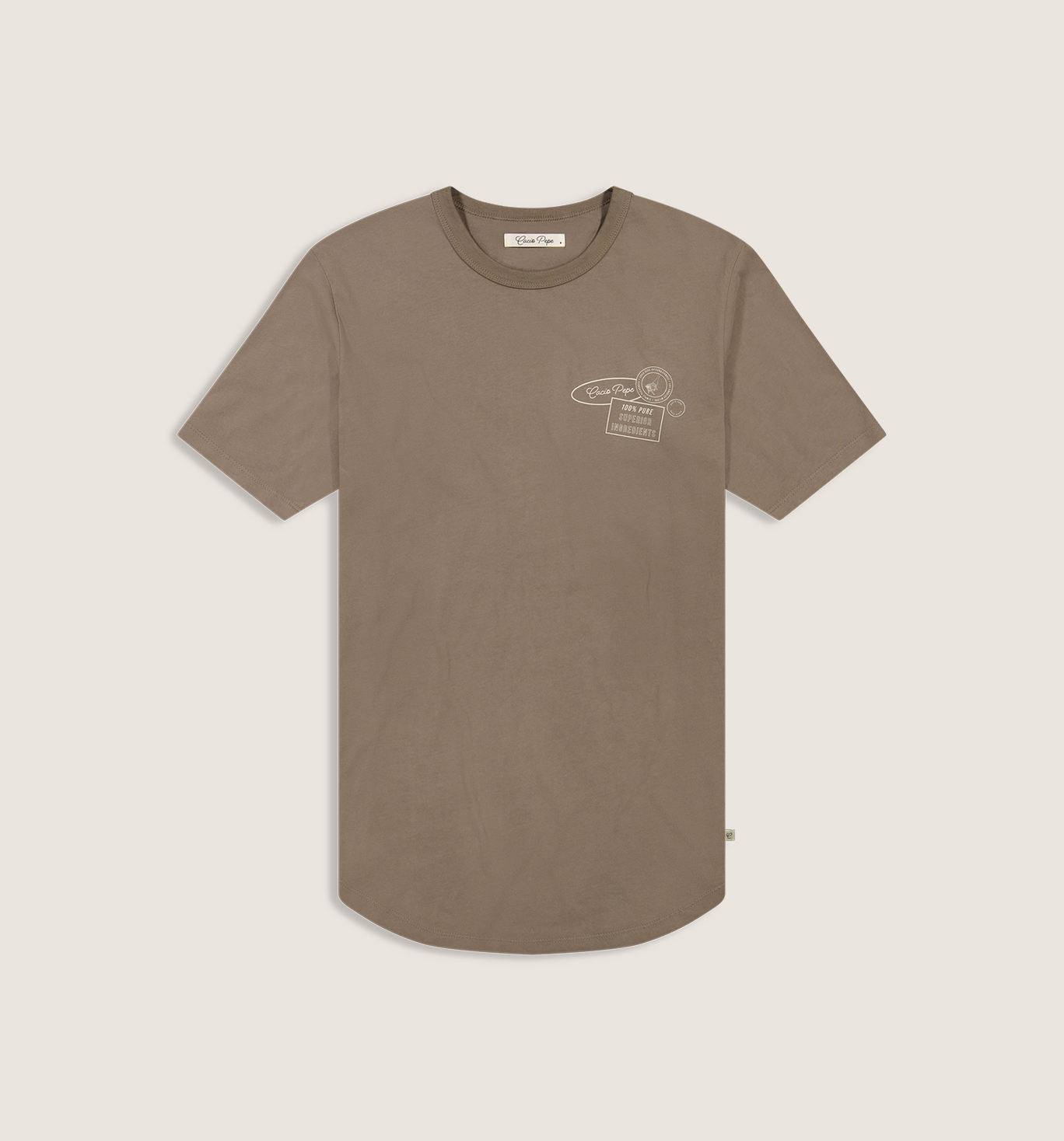 Organic Cotton Patch Print Camisa Crew Bronzo