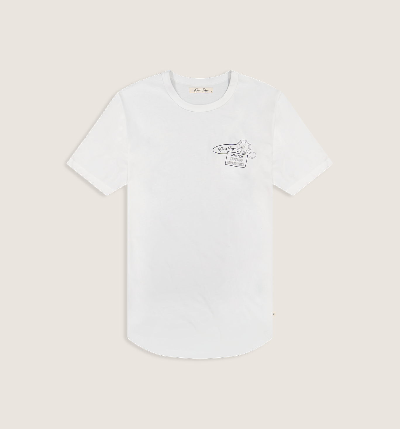 Organic Cotton Patch Print Camisa Crew White