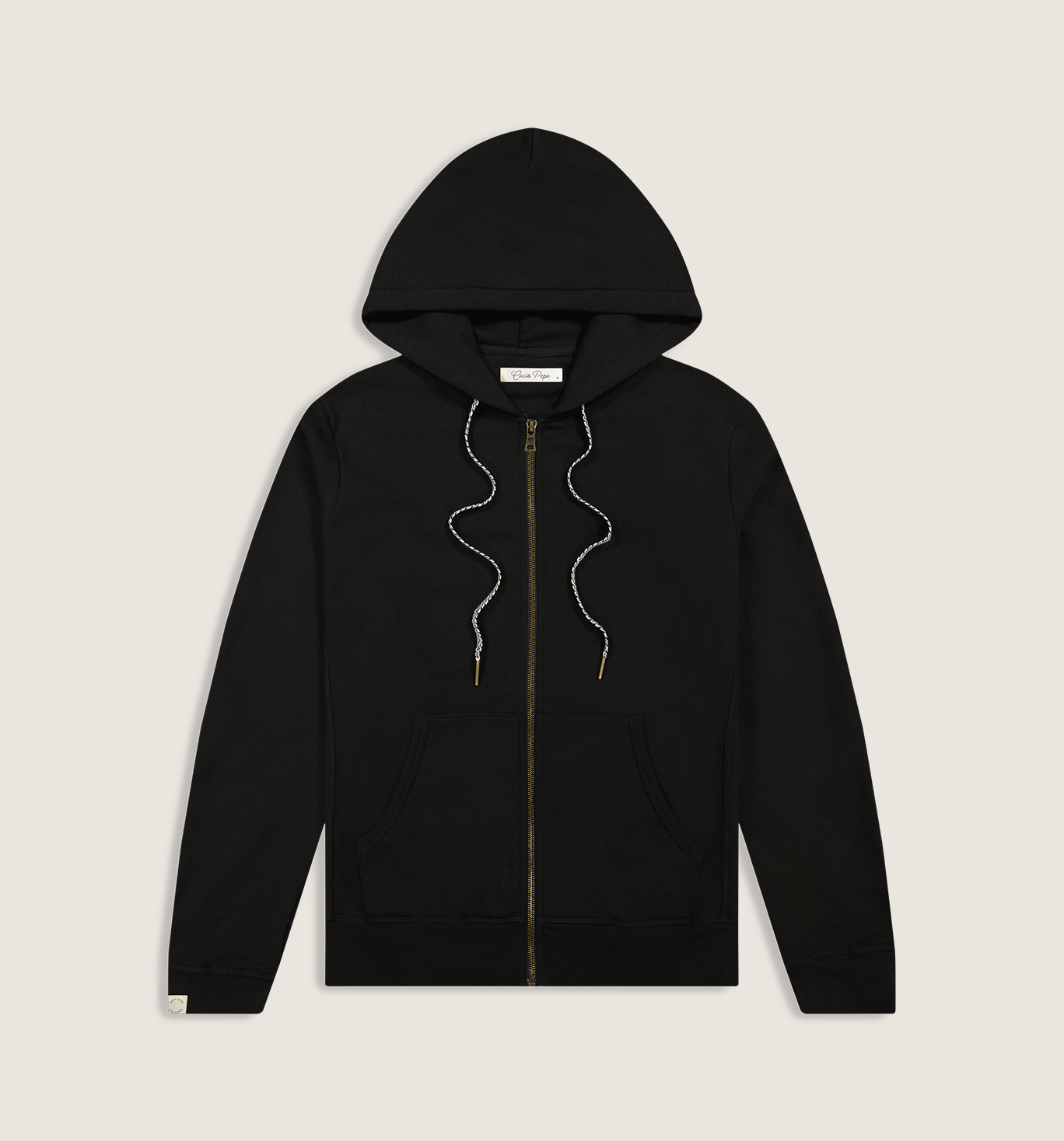 Organic Cotton Zip Hoody Black