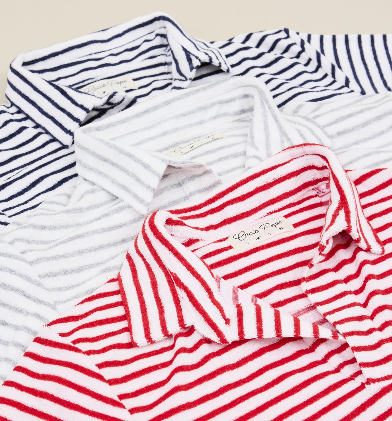 Deadstock Striped Towel Terry Polo Red