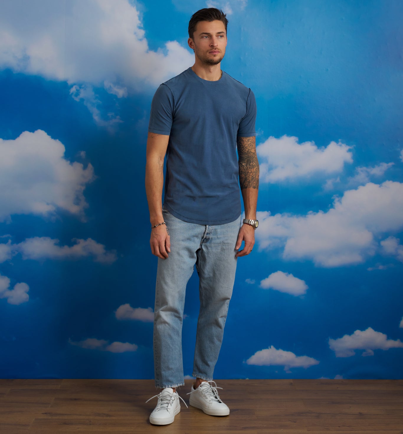 Organic Cotton Inside Out Camisa Crew Marina