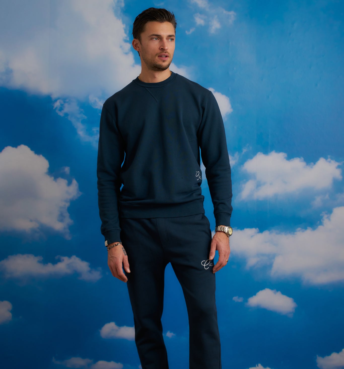 Organic Cotton Logo Crew Sweatshirt Marina