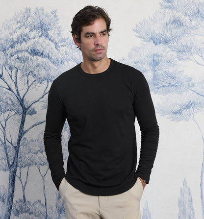 Organic Hemp Cotton L/S Camisa Crew Black