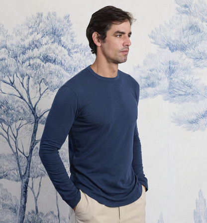 Organic Hemp Cotton L/S Camisa Crew Marina