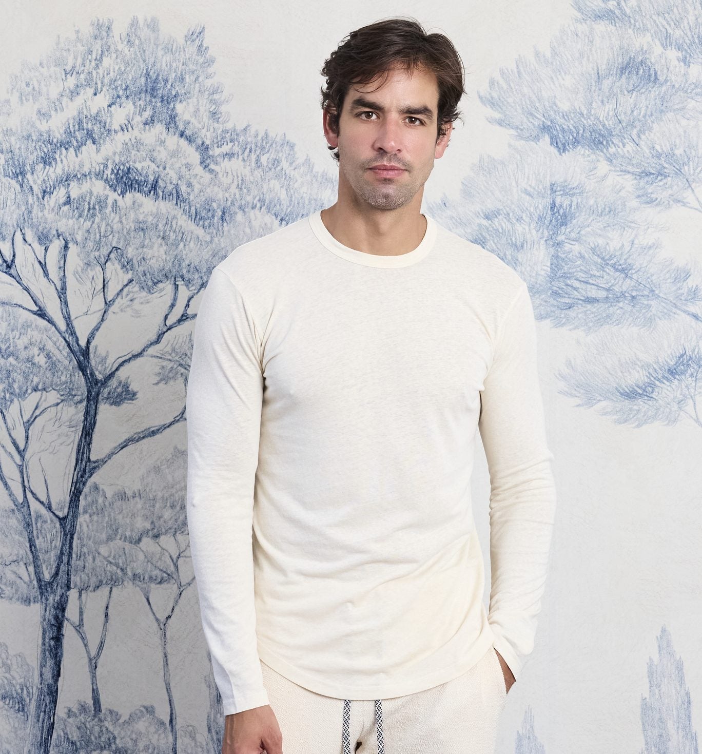 Organic Hemp Cotton L/S Camisa Crew Pasta