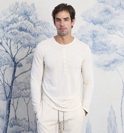 Organic Hemp Cotton L/S Camisa Henley Pasta