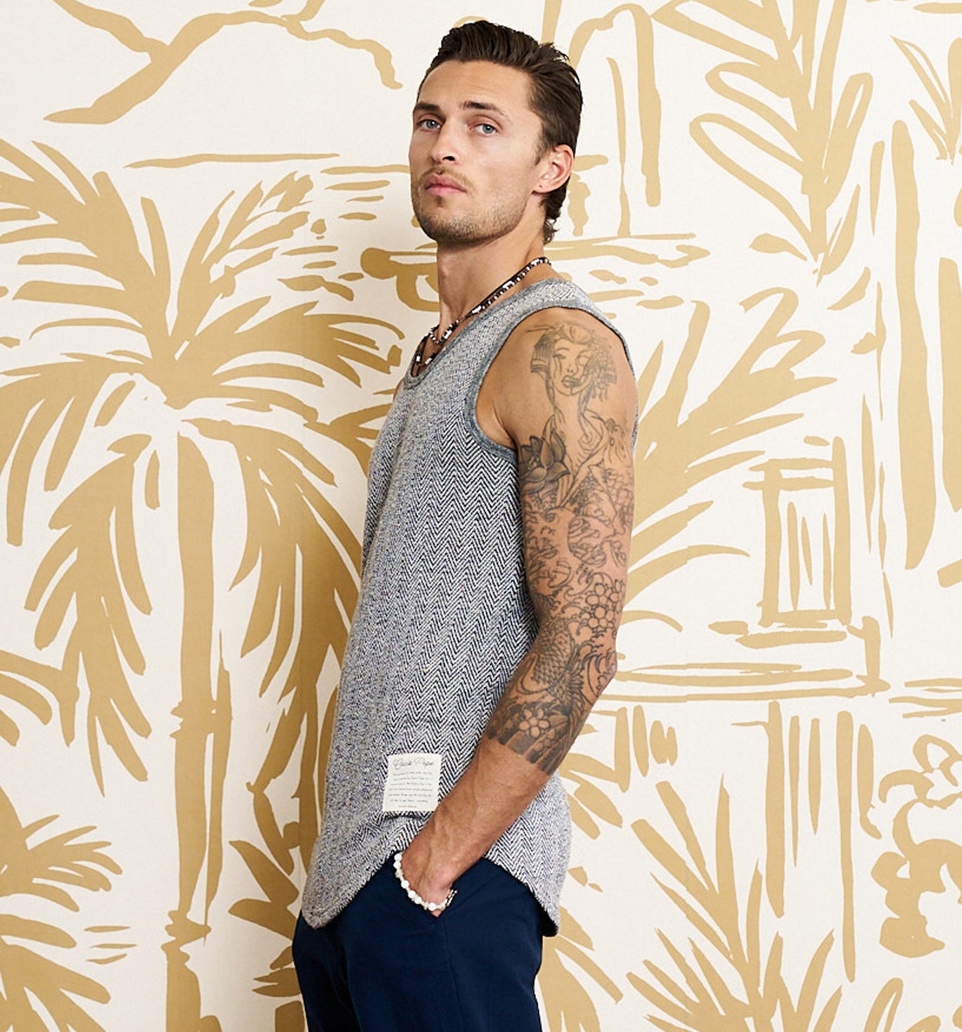 Deadstock Herringbone Terry Tank Top Navy