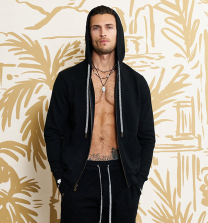Organic Cotton Zip Hoody Black