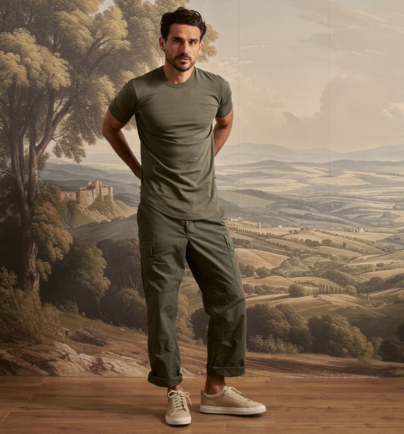 Organic Cotton Camisa Crew Olivo