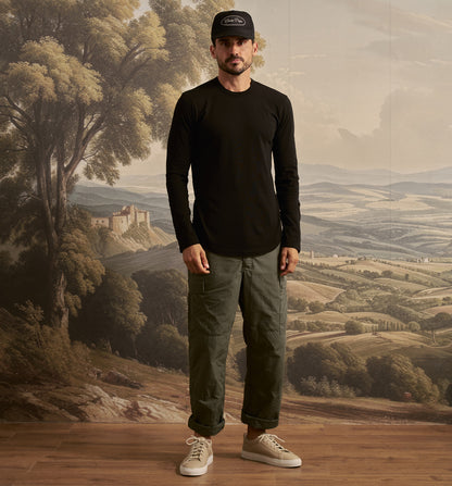 Organic Cotton L/S Camisa Crew Black