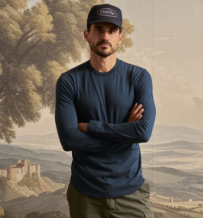 Organic Cotton L/S Camisa Crew Marina
