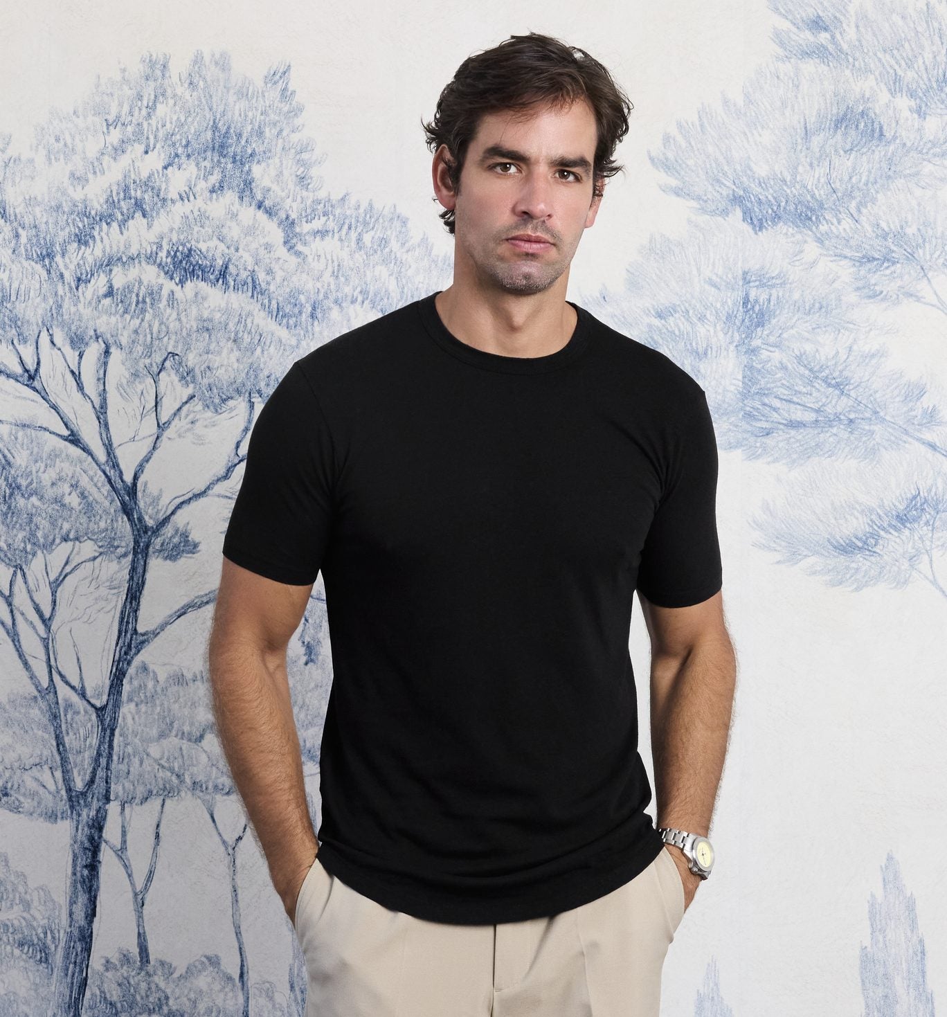 Organic Hemp Cotton Camisa Crew Black