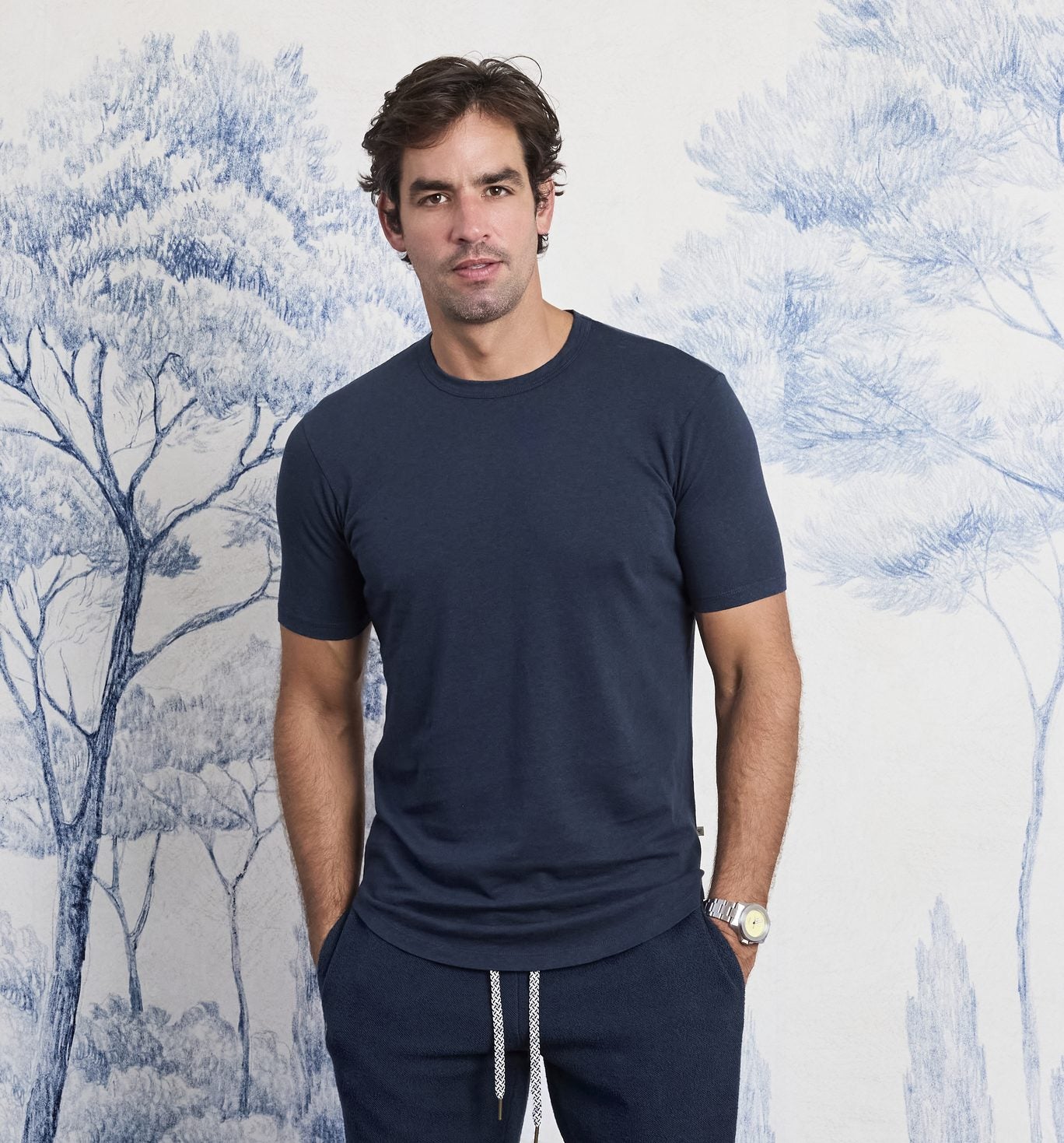 Organic Hemp Cotton Camisa Crew Marina