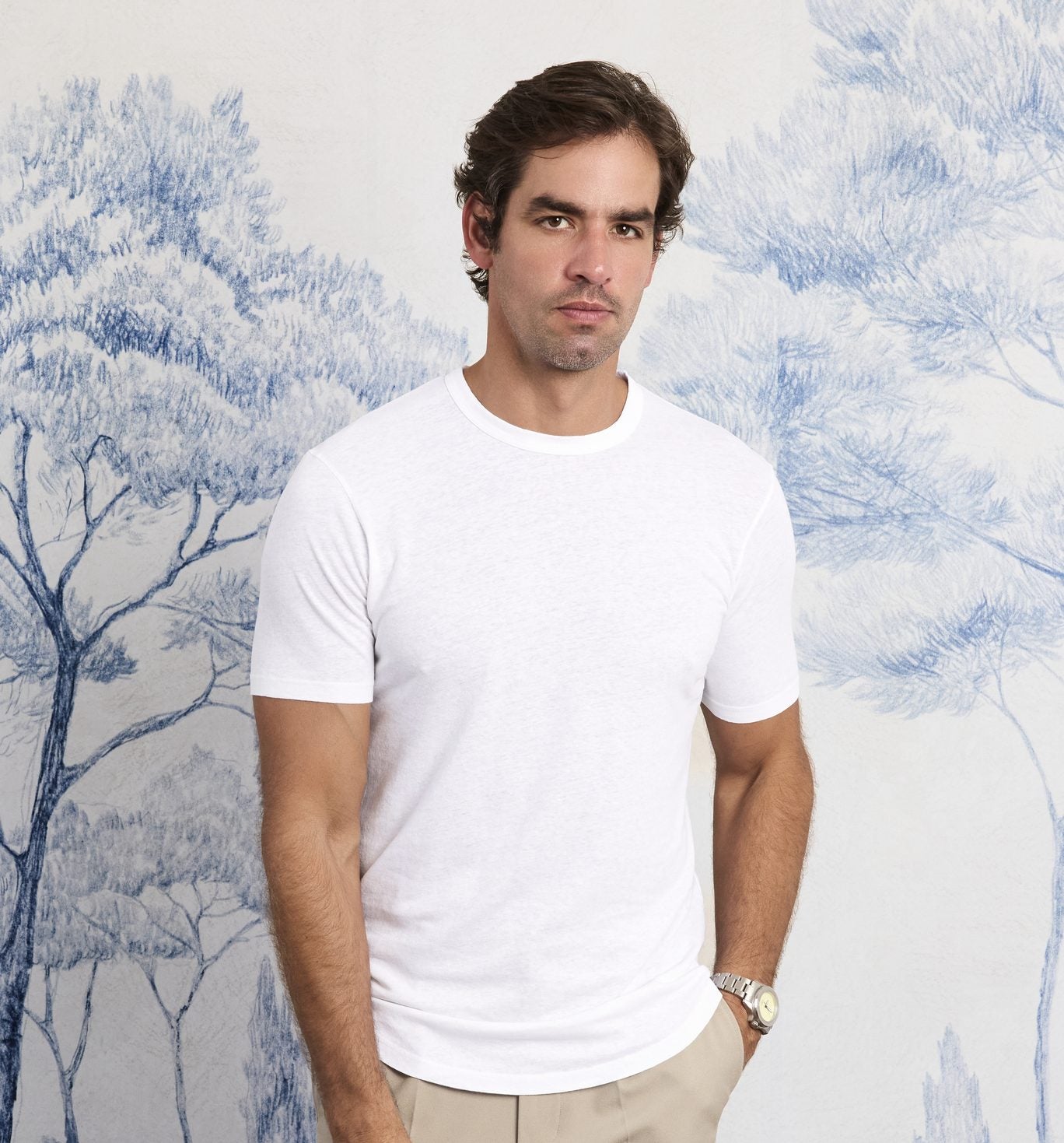 Organic Hemp Cotton Camisa Crew White