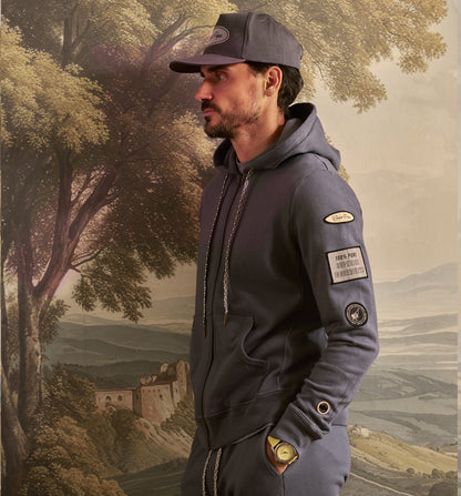 Organic Cotton Patch Zip Hoody Iron