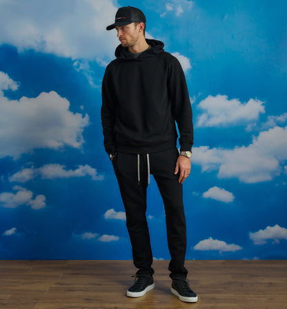 Organic Cotton Raglan Hoody Black