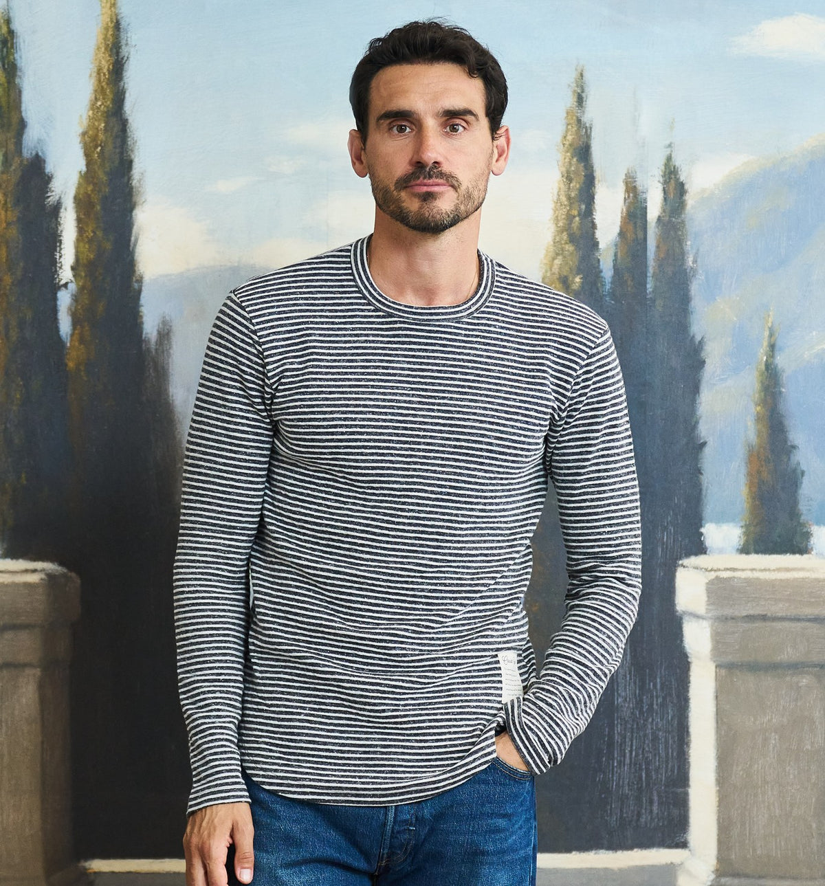 Deadstock Striped L/S Camisa Heather Grey