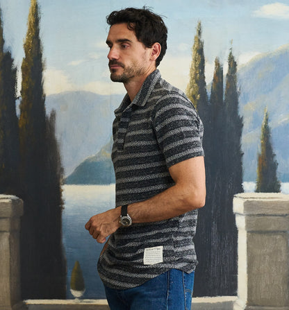 Deadstock Striped Camisa Polo Heather Grey