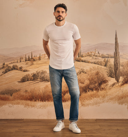 Recycled Poly Blend Camisa Crew White
