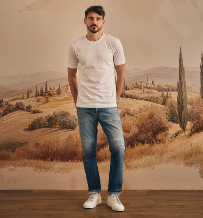Recycled Poly Blend Classico Crew White